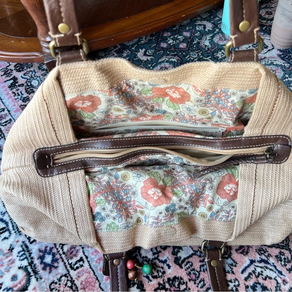 Fossil Burlap Tan Cream Purse handbag - Picture 9 of 12